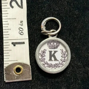 Pick Up Sticks Jewelry Monogram K Charm, two sided.